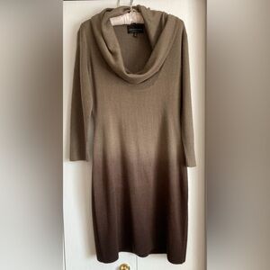 Connected apparel women's brown ombre cowl neck long-sleeve knit sweater dress M